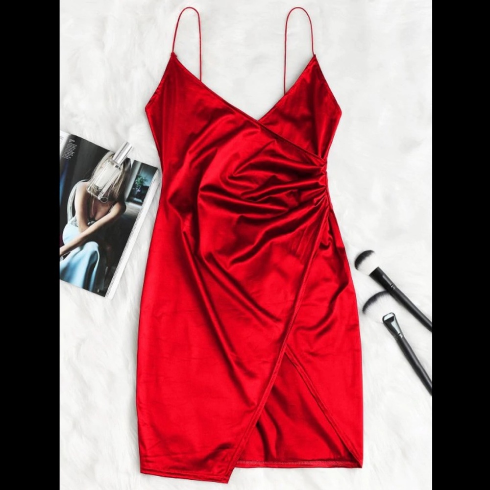 Cami Draped Crossover Slip Party Dress